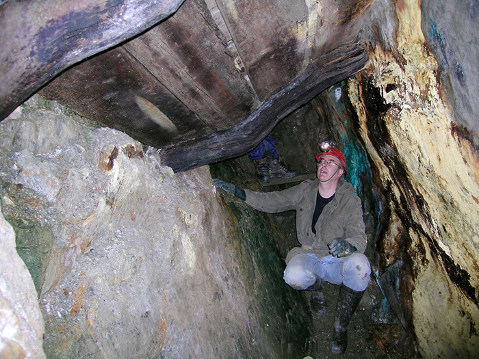 Matthew in middle level of Gortavallig copper mine, Sheep’s Head Way, County Cork, Ireland