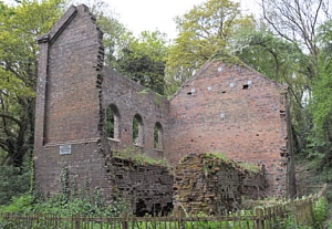 Remains of the large horizontal winding engine house at Muxton Colliery. (Kelvin Lake)
